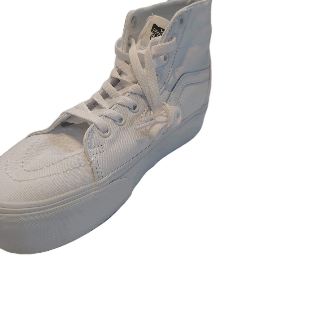 Vans Sk8 Hi Stacked Unisex Triple White Skate Shoes Canvas Platform NEW - Picture 8 of 16